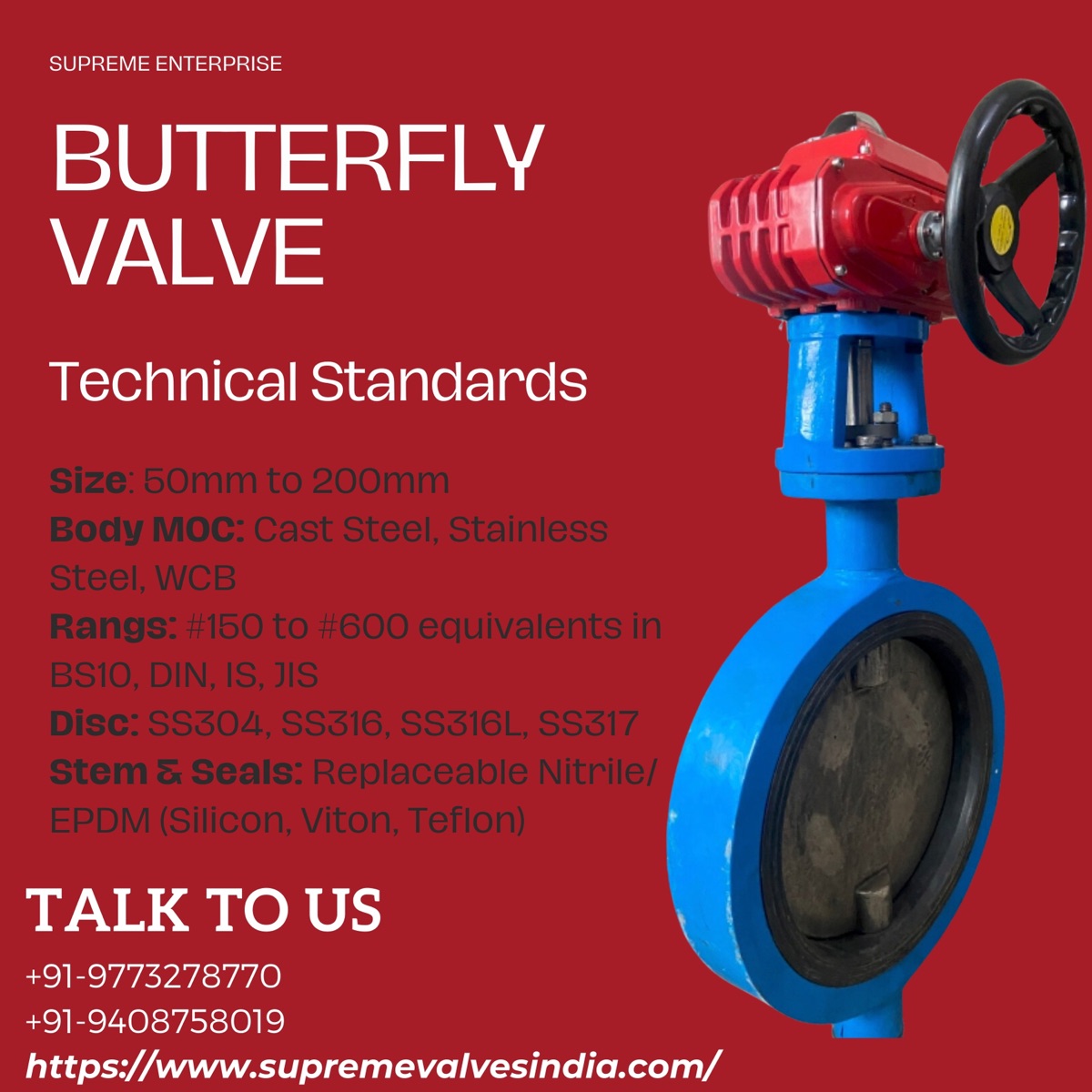 PTFE lined butterfly valve gear operated